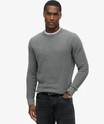 Superdry Herren Strukturierter Strickpullover mit Rundhalsausschnitt Grau - Größe: Xxl