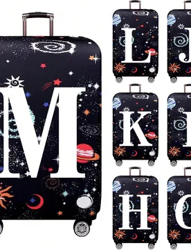 Funda de equipaje de viaje para maletas de 18 a 32 pulgadas con patrón de letras blancas de la A a la Z, funda protectora de equipaje para viajes al - Shein - FashionsVida