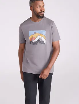 Linear Mountain Mens T-Shirt - Grey - Grey - Size: XS - Mountain Warehouse - FashionsVida