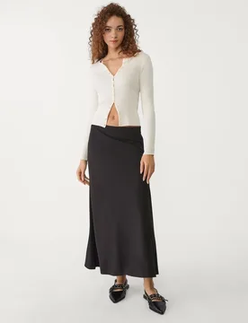 Fließender Midi-Lagenrock Schwarz S - Stradivarius - FashionsVida