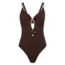 Bañador de mujer con doble tirante regulables y estampado liso en color