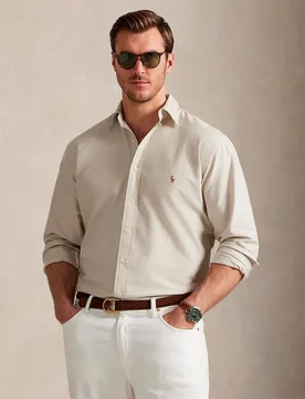 Camisa Oxford de hombre de algodón tallas grandes - Polo Ralph Lauren - FashionsVida