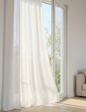 Tenda su nastro con cristalli - bianco