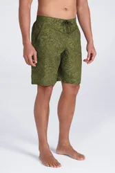 Ocean' Printed Mens Boardshorts With Two Side Pockets Quick Drying Swim Shorts Forest Green - Size Small