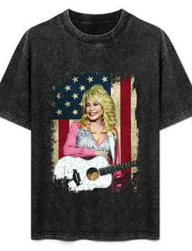 Retro Country Music Dolly Parton's American Flag T-Shirt Classic Print Short Sleeve Shirt - Aliexpress - FashionsVida