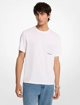 Camiseta de hombre algodón liso con bolsillo con logotipos - Michael Kors - FashionsVida