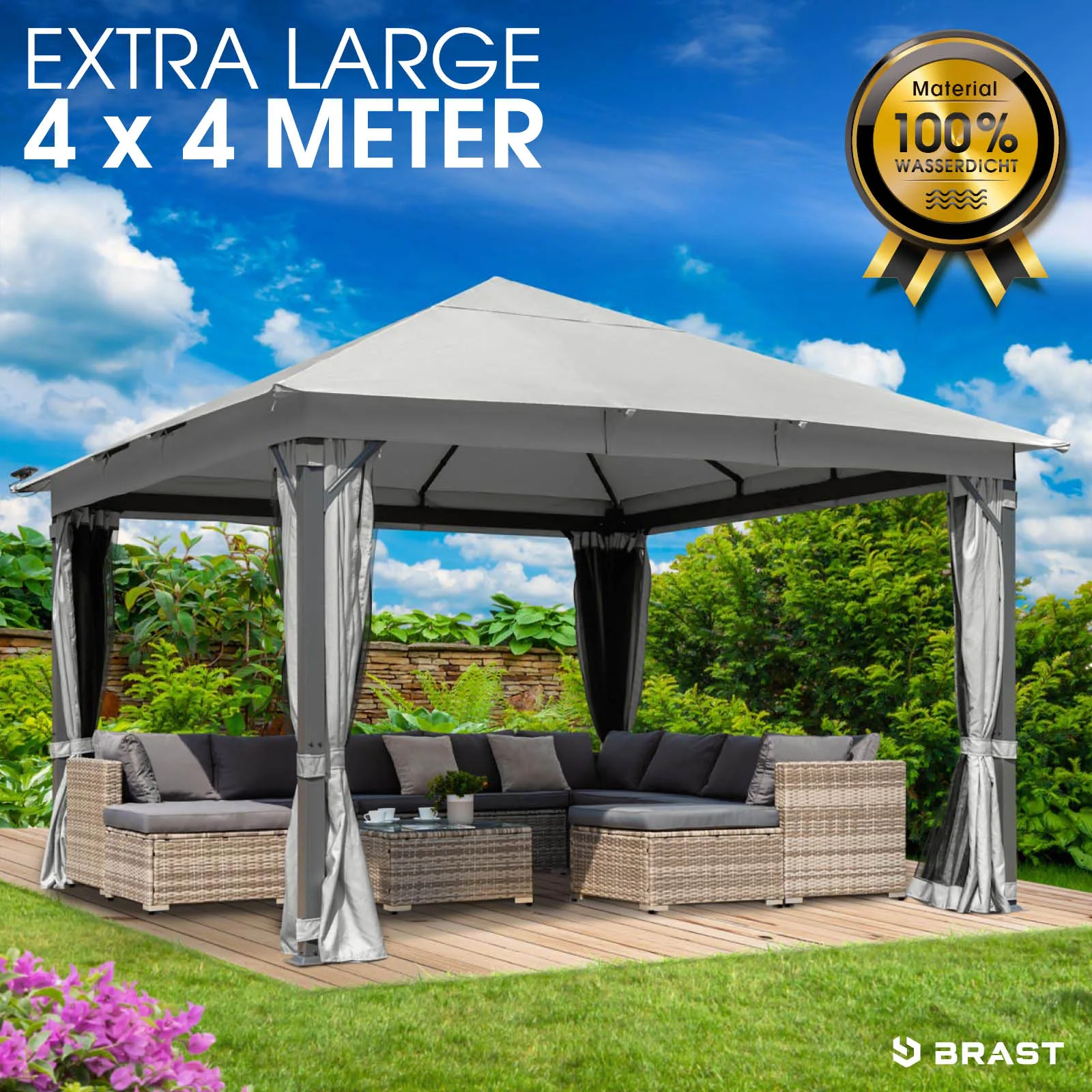 Alu Pavillon INFINITY 4x4m hellgrau - BRAST - FashionsVida