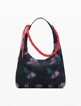 Bolso mediano ovalado textura, Mujer, Poliuretano, Negro, U