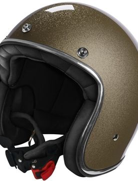 Casco Moto Custom Jet QUARTZ GLITTER Oro Lucido taglia XS
