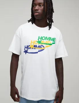 Men's Oversized Repeat Logo T-Shirt White Size X-Large White XL - boohooMAN - FashionsVida