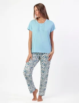 Pijama de mujer de punto modal con detalles de puntilla crochet - Admas - FashionsVida