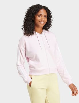Womens Felpa Con Cappuccio Essentials 3-stripes French Terry Full-zip - Rosa, rosa rosa Donna taglia M