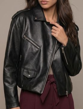 Giacca biker in eco pelle - nero