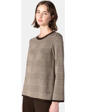 Jersey de mujer de punto jacquard de pata de gallo - Naulover - FashionsVida