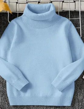 Pieza Suéter holgado de cuello alto de unicolor cómodo y versátil para niños pequeños, se puede usar como capa base o prenda exterior en otoño e - Shein - FashionsVida