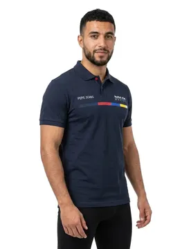 Polo à Manches Courtes Graphic Print Logo Dulwich Blue S
