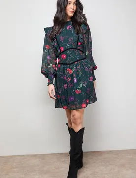 Women's Shirred Detail Fit & Flare Mini Dress Size: 8 - Multicolor - Size: 8 - OASIS - FashionsVida