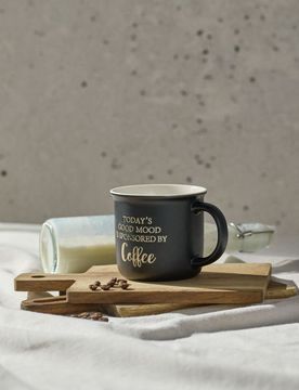 Tazza in ceramica con scritta Today’s Good Mood Is Sponsored By Coffee - nero