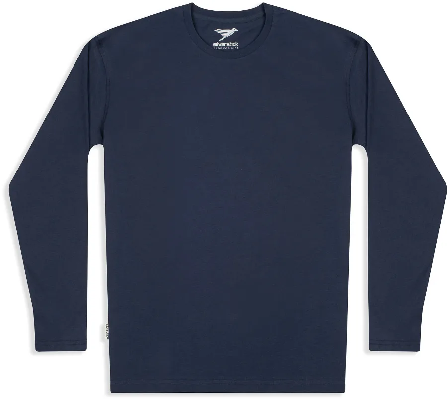Wanda Organic Cotton Long Sleeve Tee - Navy - Silverstick - FashionsVida