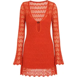 Vestido corto de punto calado