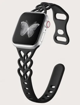 Correa de reloj de silicona con encaje hueco tejido floral compatible con Apple Watch 38mm 40mm 41mm 42mm 44mm 45mm 46mm 49mm, correa de reloj deporti - Shein - FashionsVida