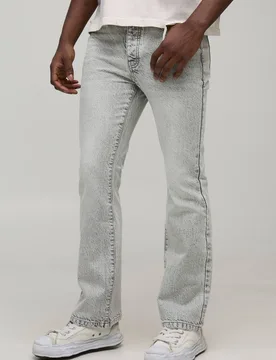 Herren Basic Schlagjeans Ice Grey Größe 34R - boohooMAN - FashionsVida