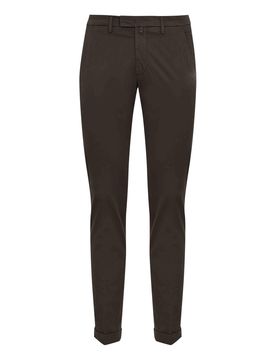 Pantalone In Raso Di Cotone Moro