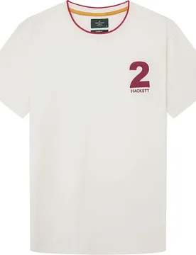 T-shirt à Manches Courtes Heritage Number Winter White 3XL - Hackett - FashionsVida