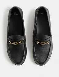 Leather Trim Loafers Black female