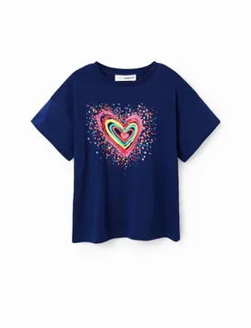 T-shirt cœur paillettes BLUE 5/6 female - Desigual - FashionsVida