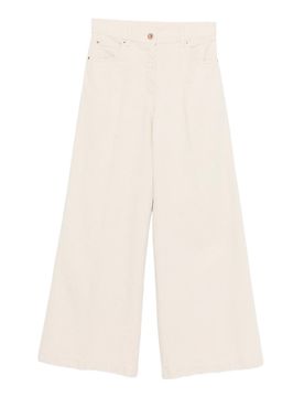 Pantaloni A Gamba Larga In Cotone Avorio