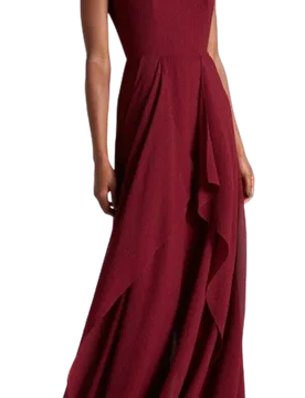 Burgundy Silk Evening Gown - Roland Mouret - FashionsVida