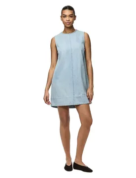 Vestito Corto Senza Maniche Flora Light Blue Denim XL