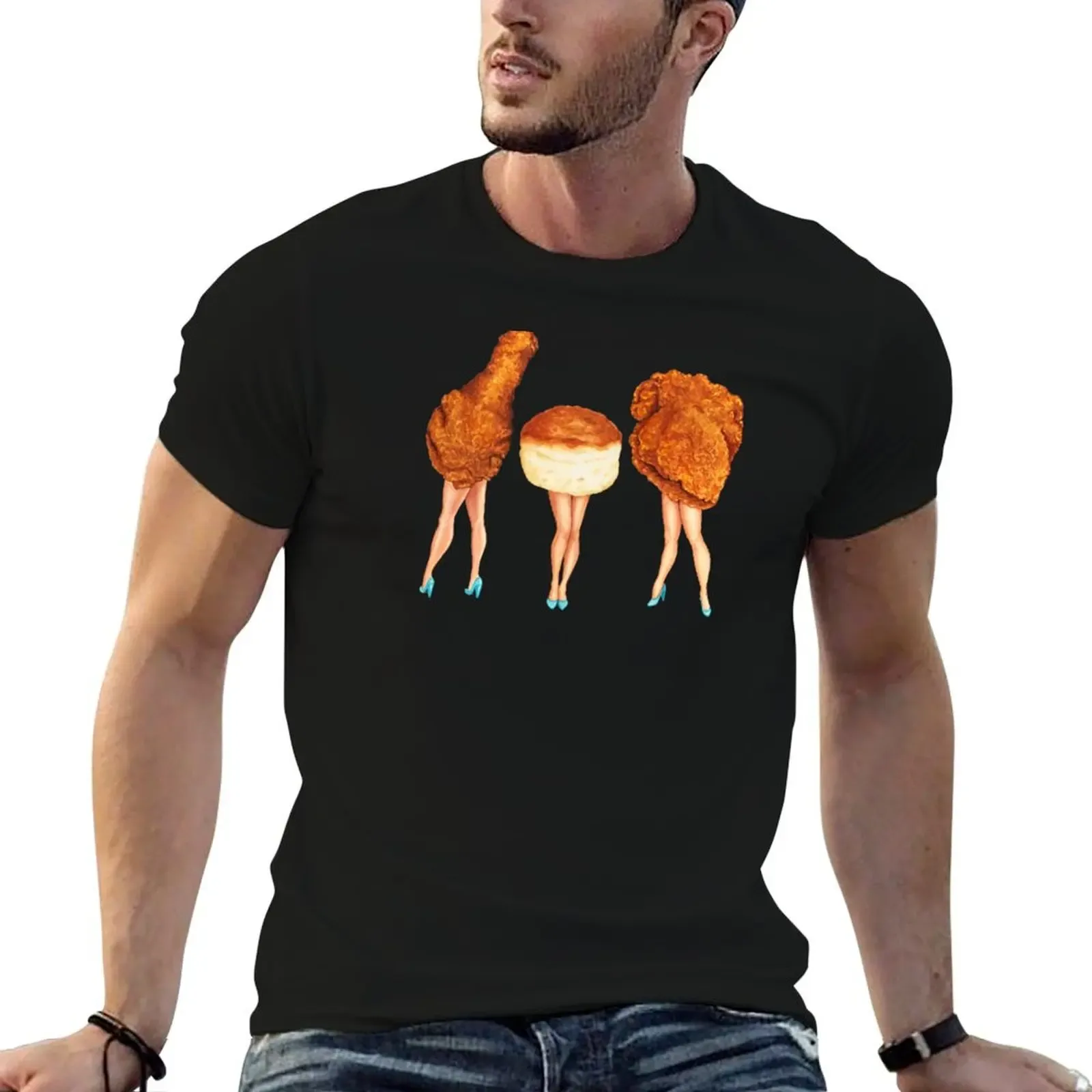Piece & a Biscuit Pin-Ups (Fried Chicken) T-Shirt Basic Crew Neck Short Sleeve Top - Aliexpress - FashionsVida