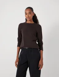 Pure Cotton Slim Fit Long Sleeve T-Shirt Chocolate female