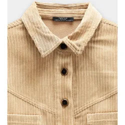 Camisa de mujer de pana de manga larga con bolsillos