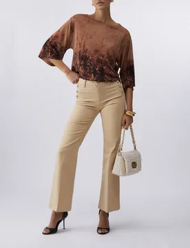 Pantaloni cinque tasche flare beige Liu Jo con bottoni dorati logati - Liujo - FashionsVida
