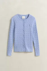 STRETCH COTTON CABLE CARDIGAN female