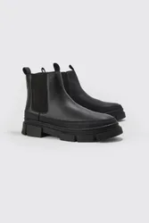 Herren Chelsea Boot Mit Profilsohle Black Größe 43