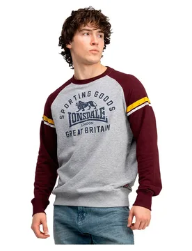Sweat-shirt Bregis Marl Grey / Oxblood / Navy L - Lonsdale - FashionsVida