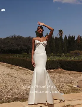 Qunque Floor Length Hem With Train Wedding Dress Sweetheart Evening Dresses Pleated Mermaid Vestido De Novia Boda Customized - Aliexpress - FashionsVida