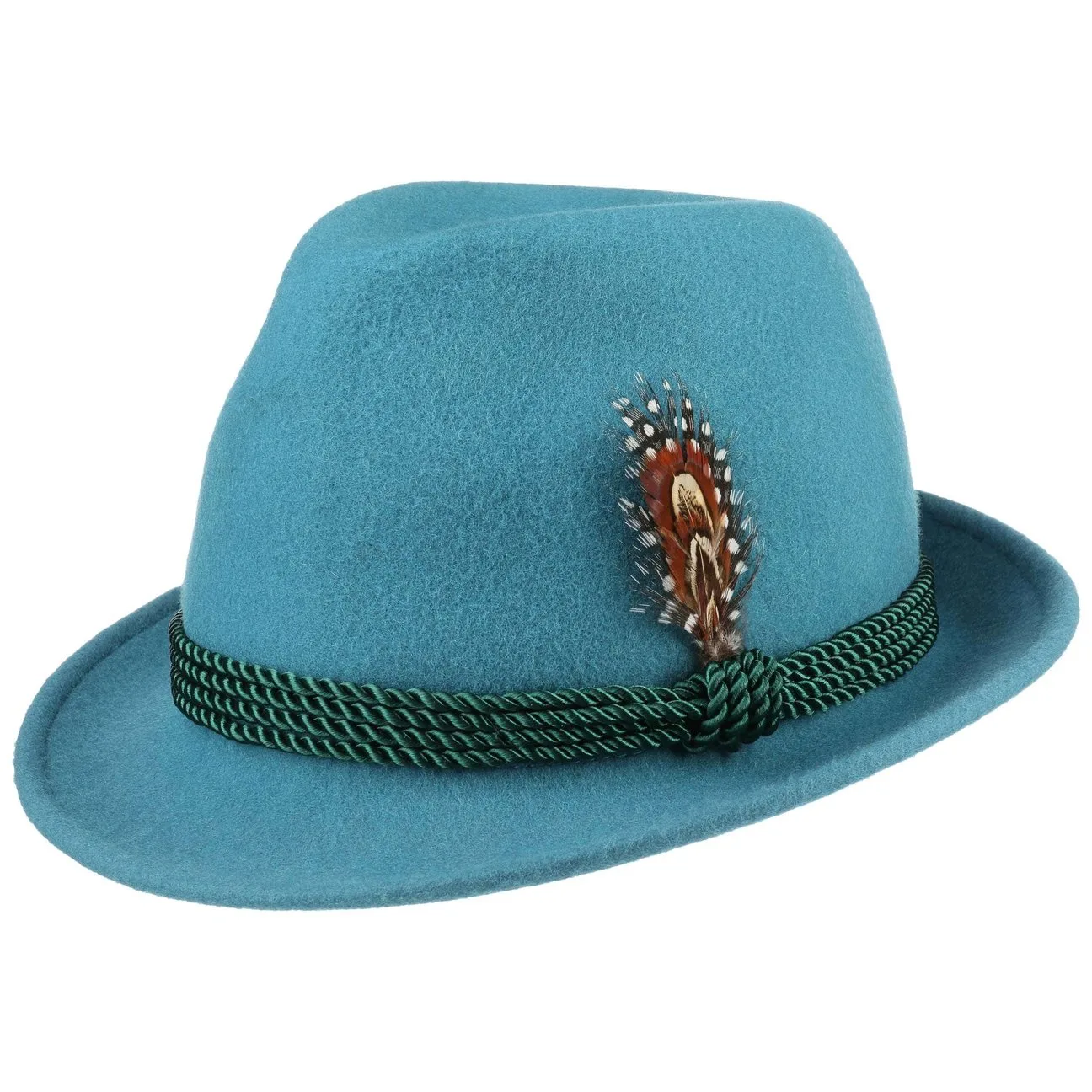 Classic Tyrolean Wool Felt Hat by - petrol blue - Female - Size: One Size - Lipodo - FashionsVida