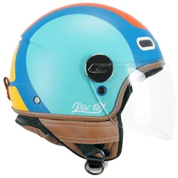 Casco Moto Jet 191G PIX SPRINT Celeste Arancione opaco l taglia S