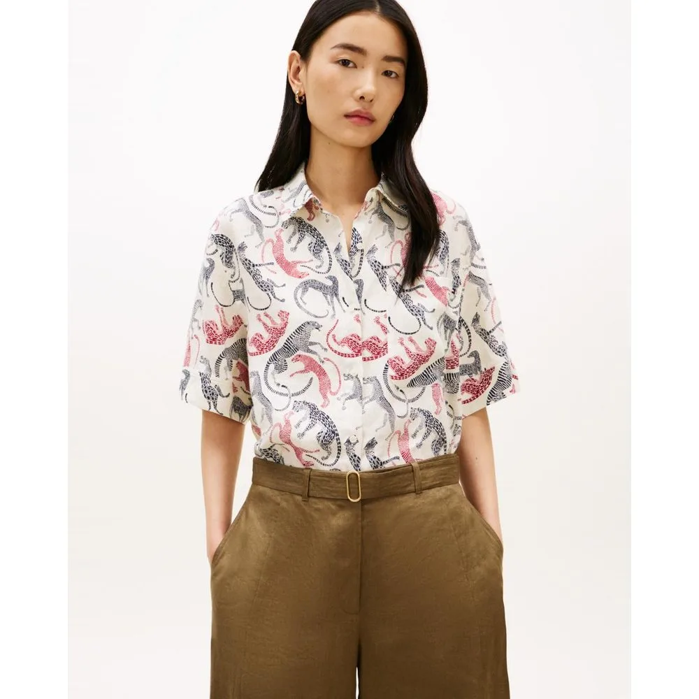 Camisa de mujer de lino y estampado de leopardos - Tommy Hilfiger - FashionsVida