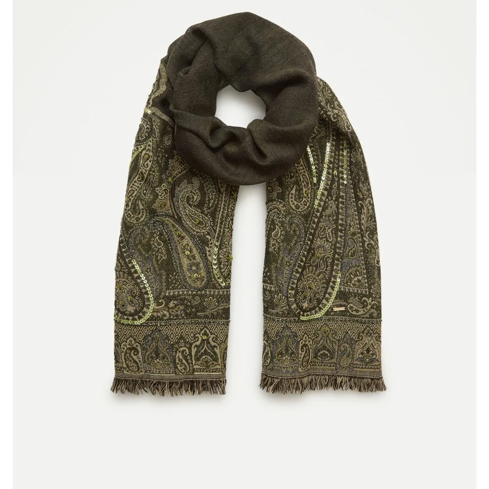 Echarpe con jacquard paisley con bordado de lentejuelas - Latouche - FashionsVida