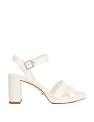 Wide Fit Leather Platform Sandals Ivory female