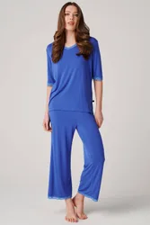 Women's "Ultra Blue" Bamboo Lace Pyjama Set in Bright Blue Size: 20 - Bright Blue - Size: 20