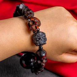 Tibetan cultural artifact with clear celestial horn patterns, ZLY beast face, running ring, skull head bracelet