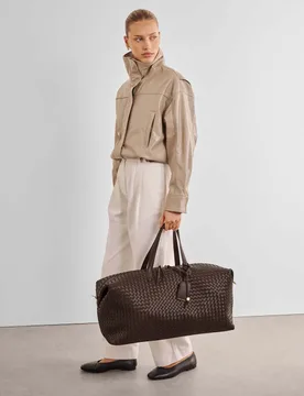 Faux Leather Woven Weekend Bag Chocolate female - Katie Loxton - FashionsVida