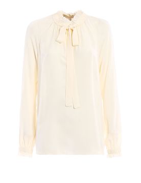 Blusa in seta con collo arricciato